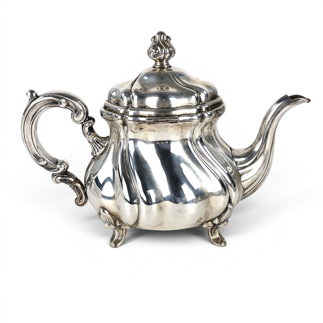 KAFFESERVIS, silver, 3 delar, Lutz & Weiß GmbH, Pforzheim, rokokostil, Tyskland. Svensk importstämpel.