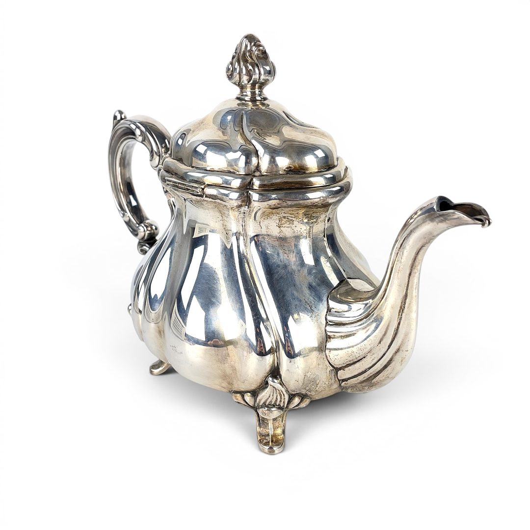 KAFFESERVIS, silver, 3 delar, Lutz & Weiß GmbH, Pforzheim, rokokostil, Tyskland. Svensk importstämpel.
