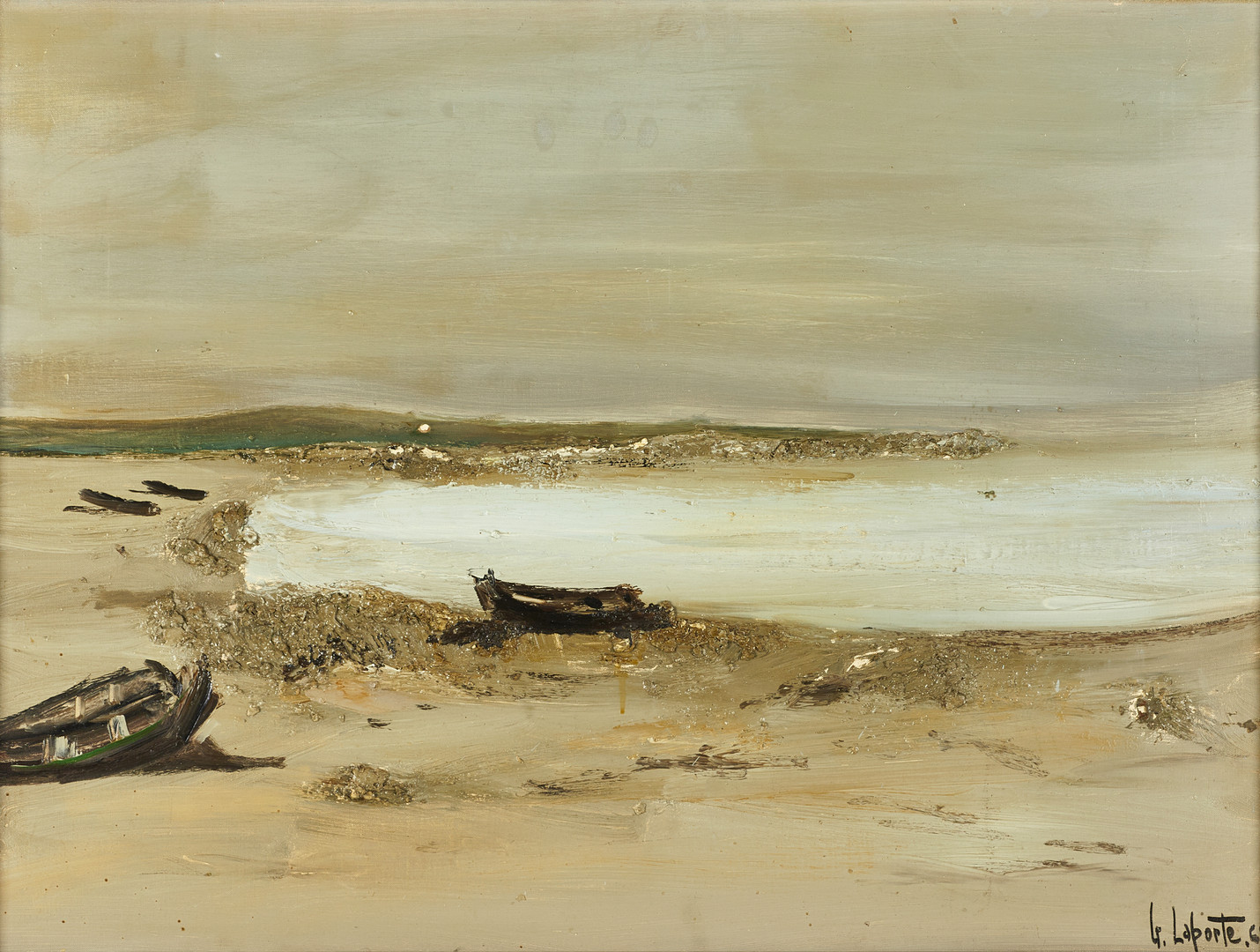 GEORGES LAPORTE (FRANKRIKE, 1920–2000). Strandremsa, Frankrike, signerad, olja på duk.