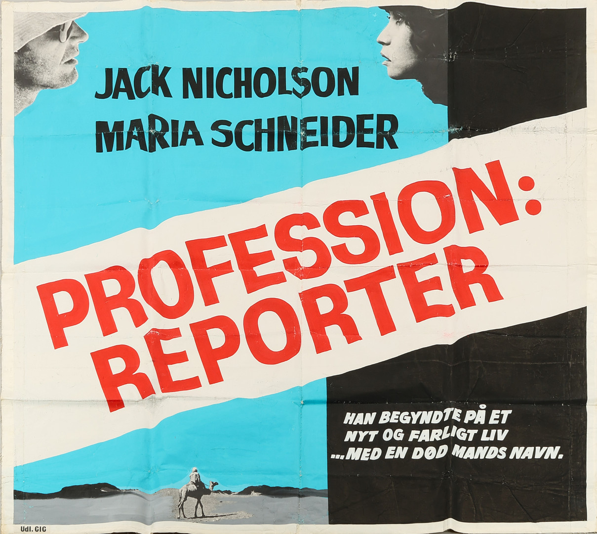 Stor original biografplakat fra filmen 'Profession: Reporter' fra 1975, opklæbet på lærred 190 x 200 cm.