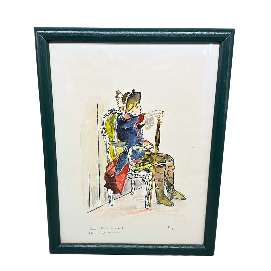 AQUARELLGEMÄLDE EINER KOPIE NACH FRIEDRICH D. G. VON ADOLPH MENZEL.