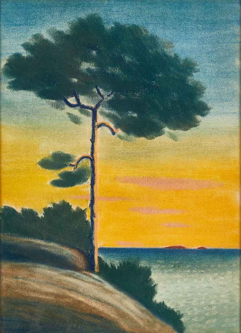 STURE HUMBLA (1897-1962). Ensam tall i skymningsljus, signerad samt daterad -39 i blyerts, pastell på papper.