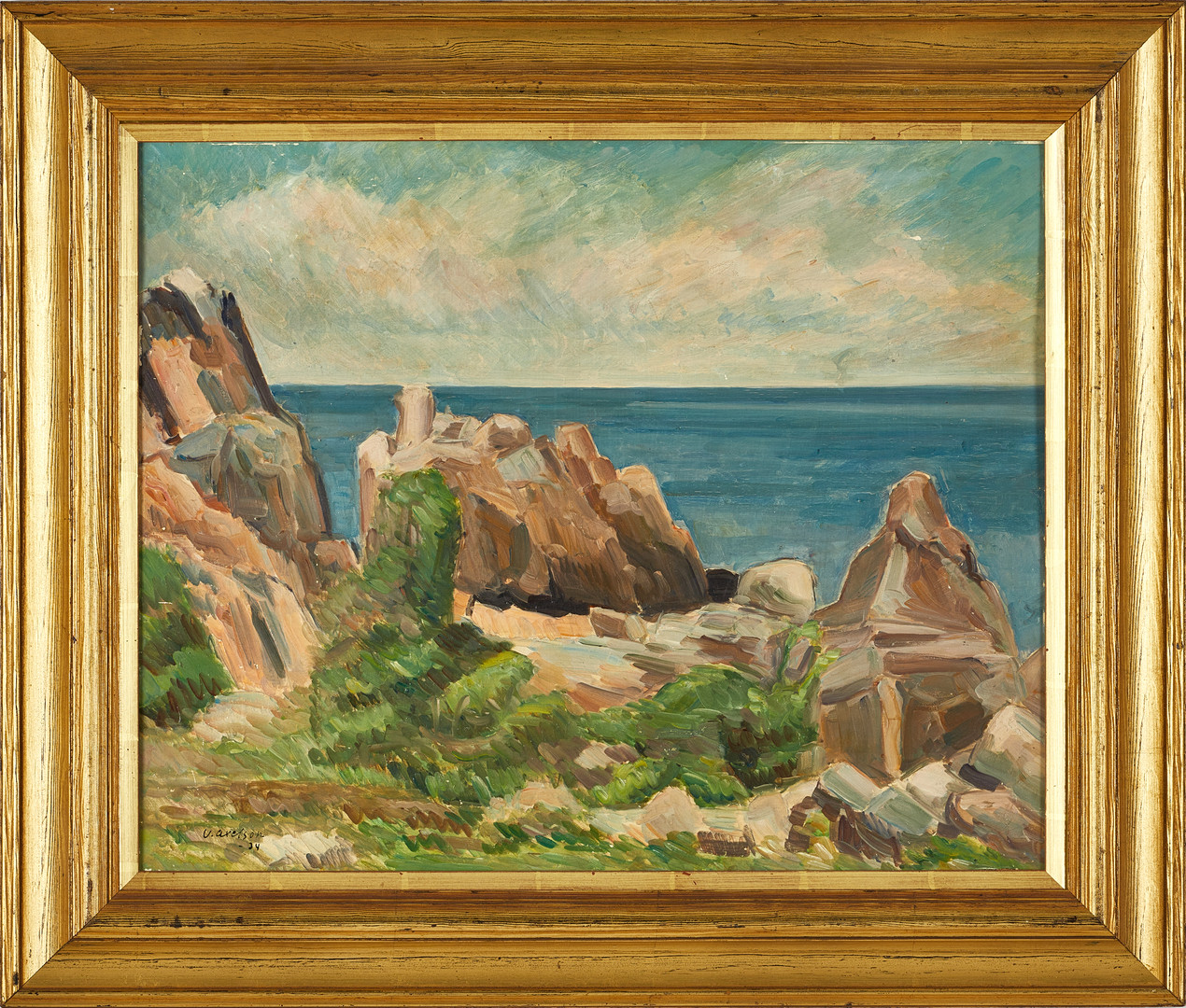 VICTOR AXELSON (1883-1954), "Motiv från Skåne", signerad och daterad -34, olja på pannå.
