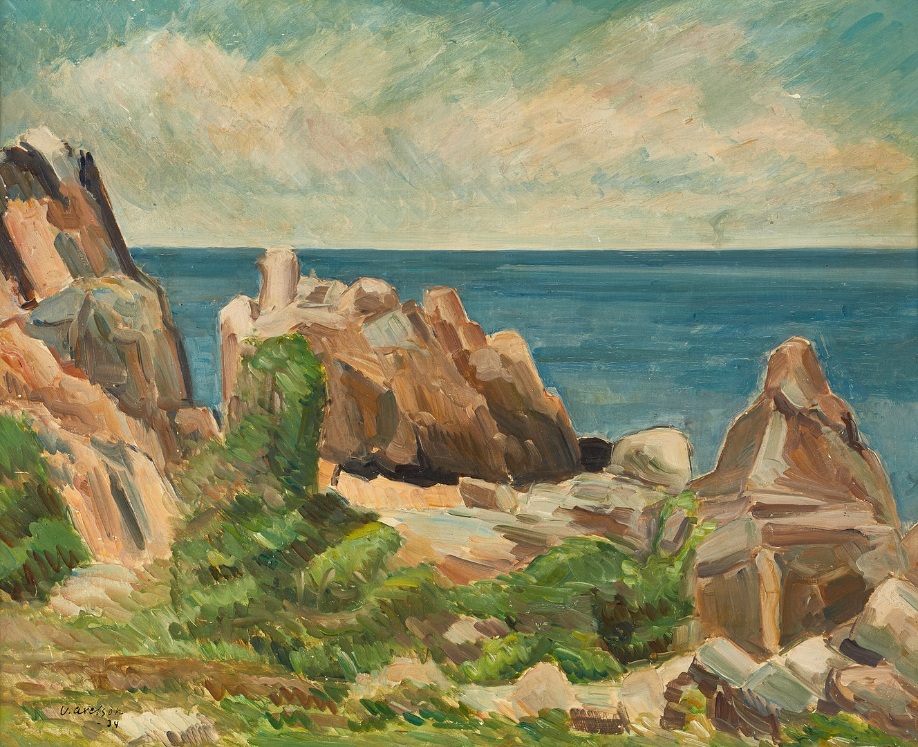 VICTOR AXELSON (1883-1954), "Motiv från Skåne", signerad och daterad -34, olja på pannå.