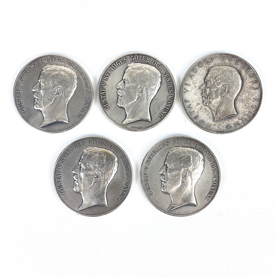 MEDALJER, silver, 5 st, för hästavelns främjande. Gustav V, VI.