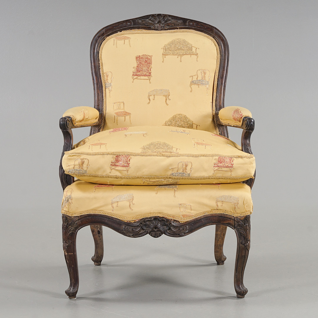 FÅTÖLJ Rokokostil, 1800-tal.