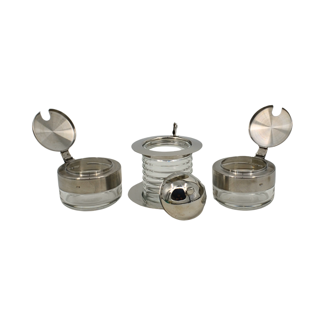 WMF MENAGEN-SET – 4-TEILIG, GLAS UND EDELSTAHL.