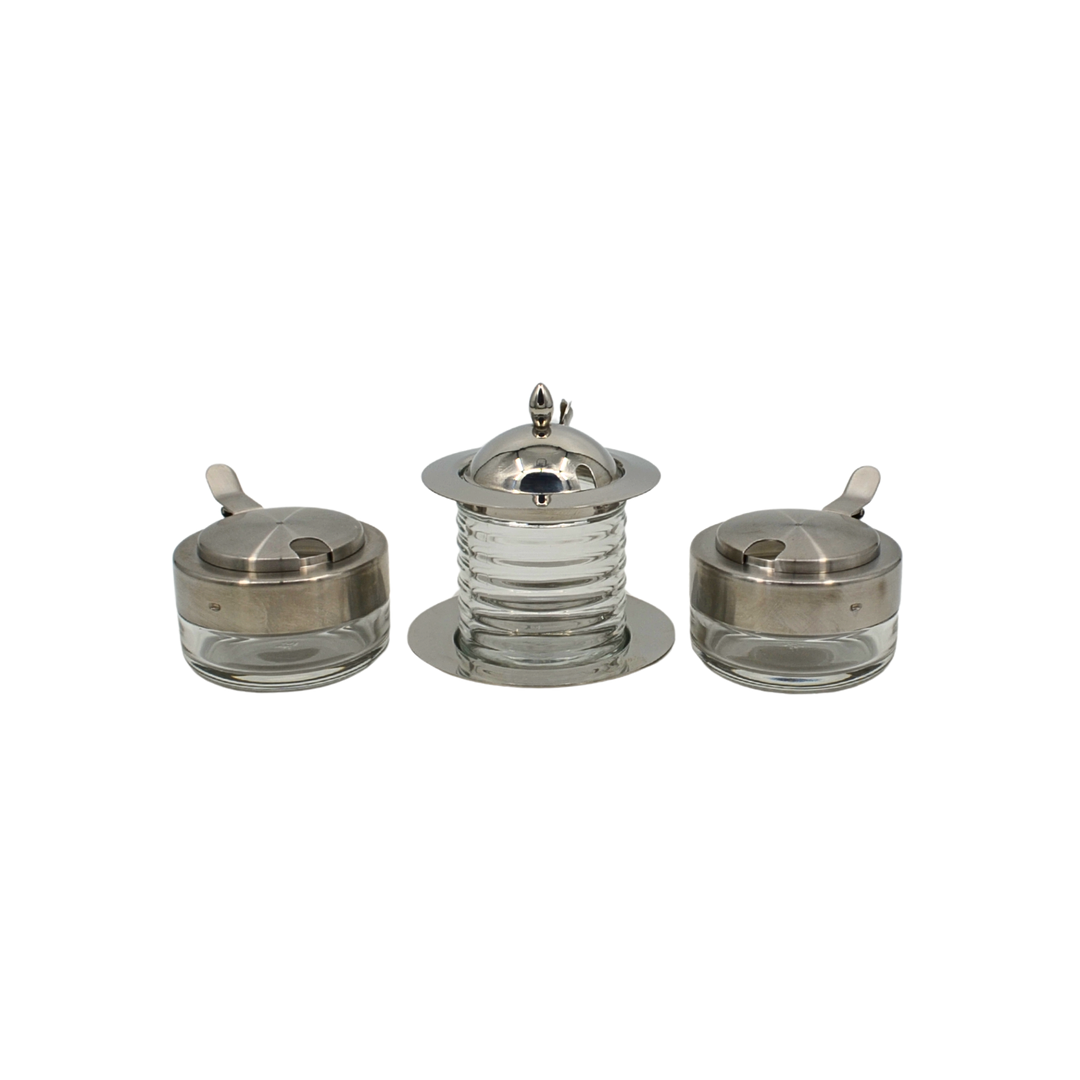 WMF MENAGEN-SET – 4-TEILIG, GLAS UND EDELSTAHL.