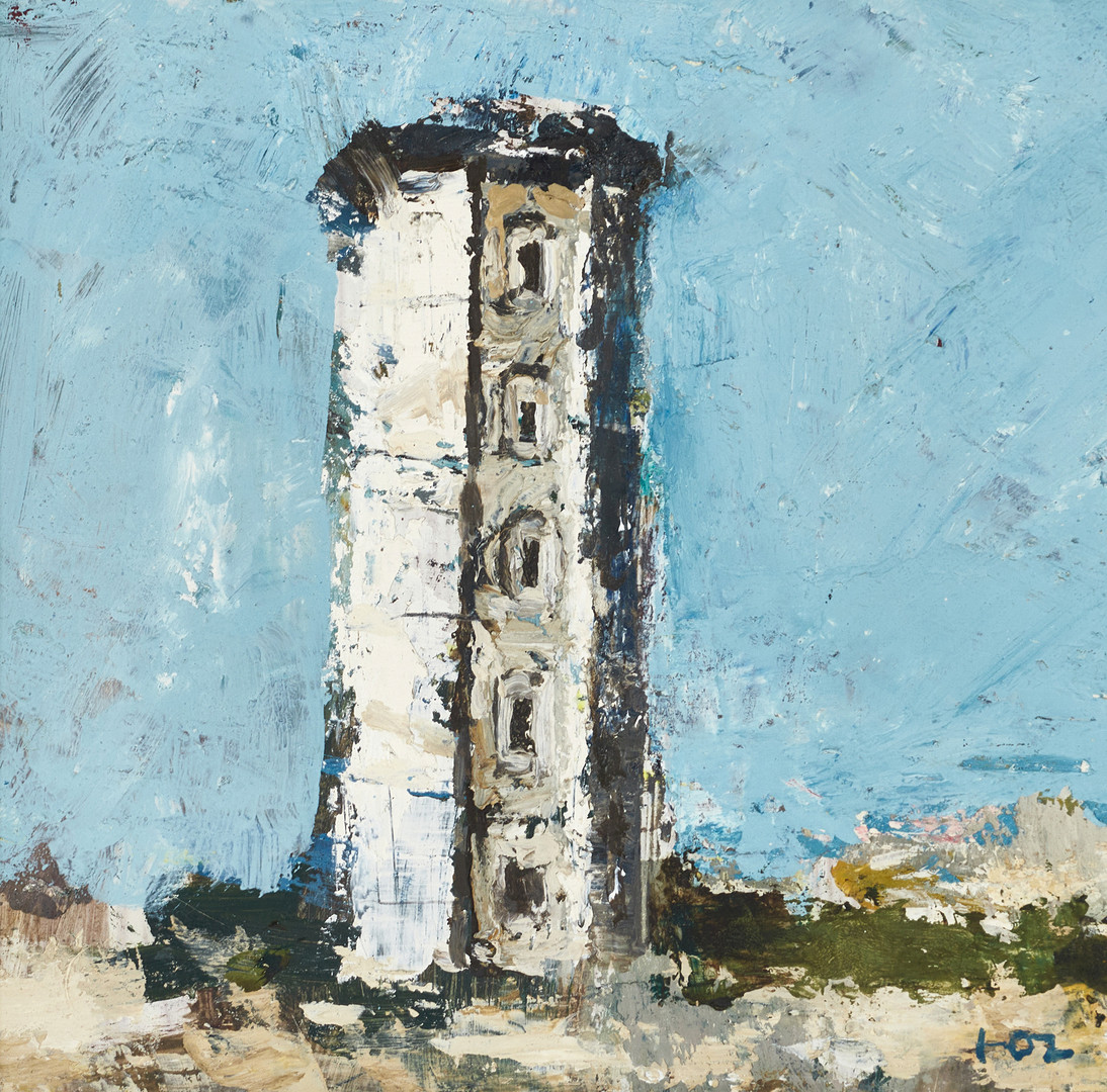 OSVALD LARSSON (1915-1973). "Viks fiskeläge, Simrishamn", monogramsignerad HOL, olja på pannå.
