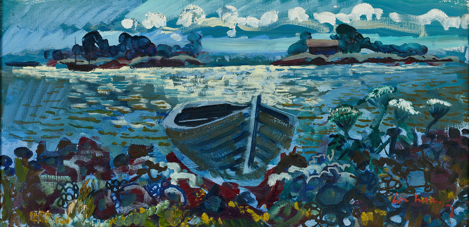 BERTIL WAHLBERG (1923-1980). Kustmotiv med eka, signerad, olja på duk.