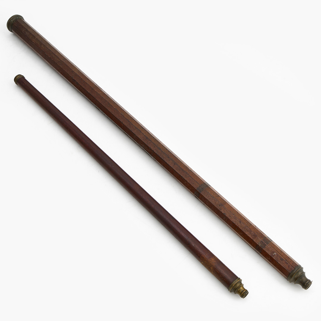 TUBKIKARE, 2 st, 1800-tal. mahogny och mässing.