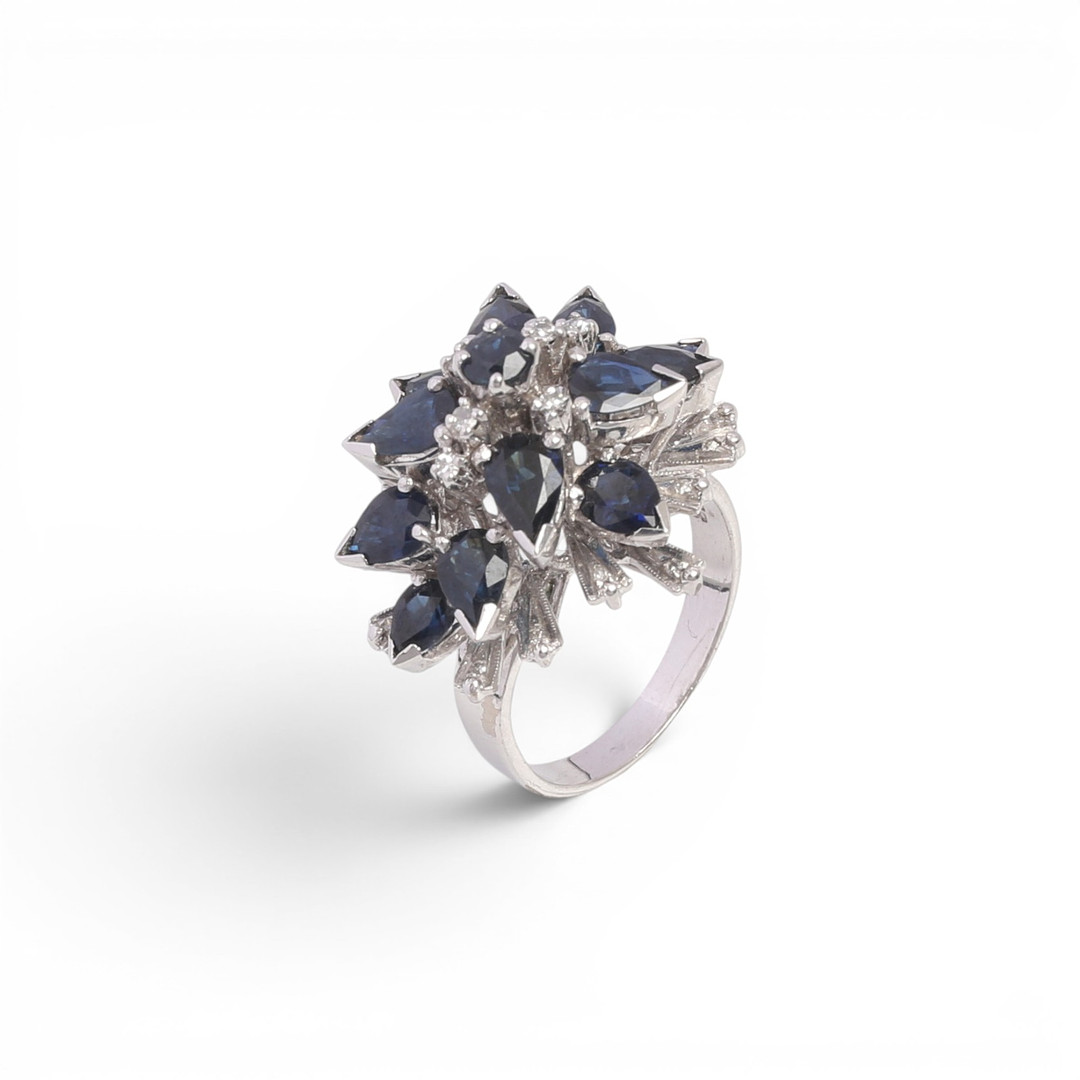 Sapphires and diamonds ring.