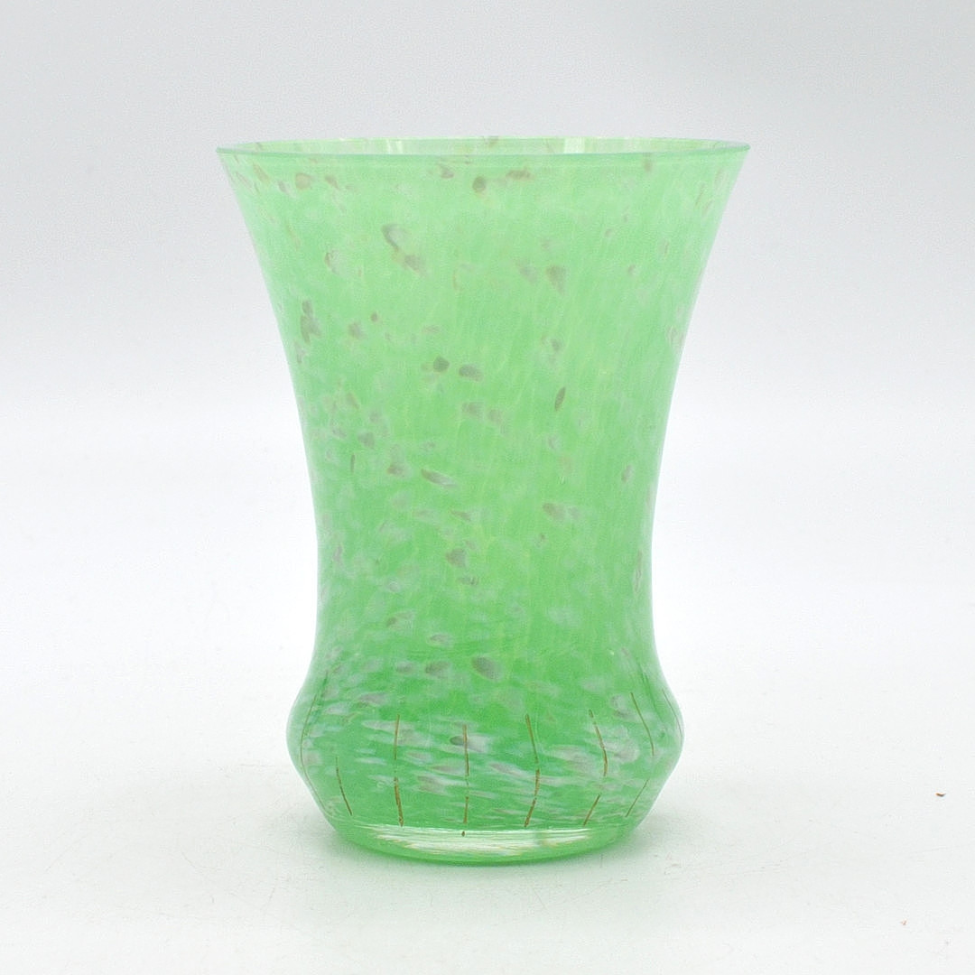 DESIGNER GLAS, GLAS, MARMORIERT, KELCHFORM, MITTE 20. JAHRHUNDERTS.