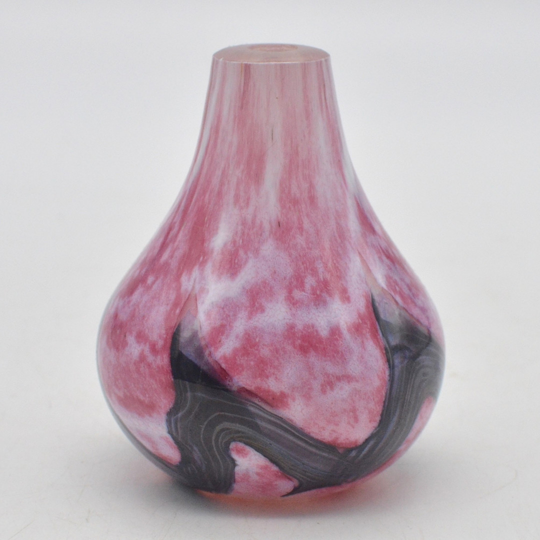 MTARFA VASE, MEHRFACHER ÜBERFANGGLAS, HANDGEMACHT, SIGNIERT, MALTA, VINTAGE.
