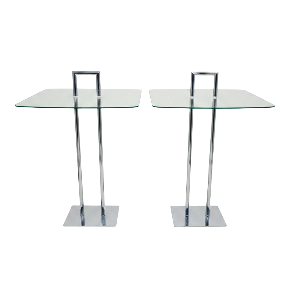 PAAR DESIGN-BEISTELLTISCHE – CHROM UND GLAS.