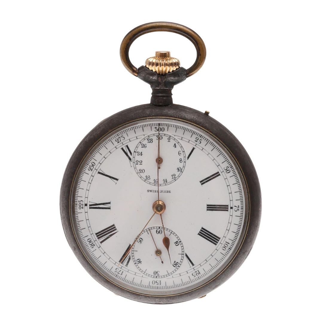A SWISS-MADE CHRONOGRAPHIC POCKET WATCH.