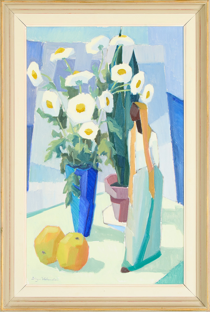 BIRGER WELANDER. Stilleben med blommor, olja på duk, signerad.