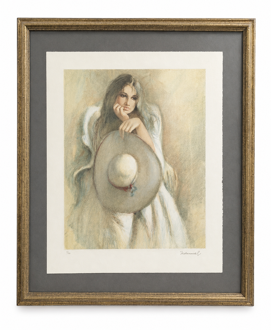 JOAN MARTÍ ARAGONÉS (1936-2009). Muchacha con sombrero. Litografía sobre papel.