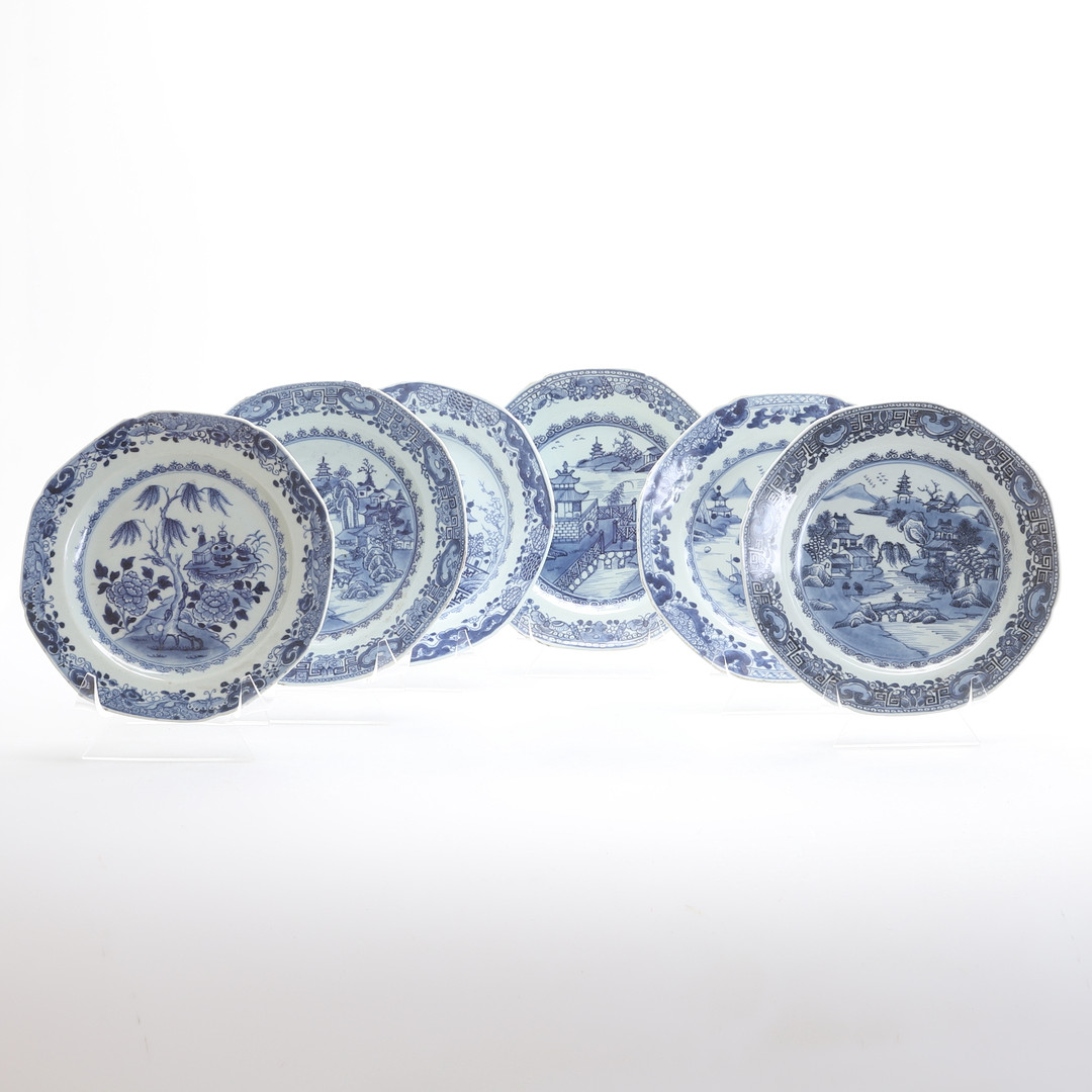 TALLRIKAR, 6 stycken, porslin. Chien Lung (1736-95), Kina.