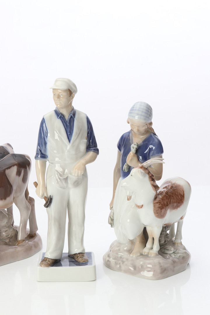 FIGURINER, SEX ST. Porslin. Bing & Gröndahl resp. Royal Copenhagen. Danmark, 1900-tal.