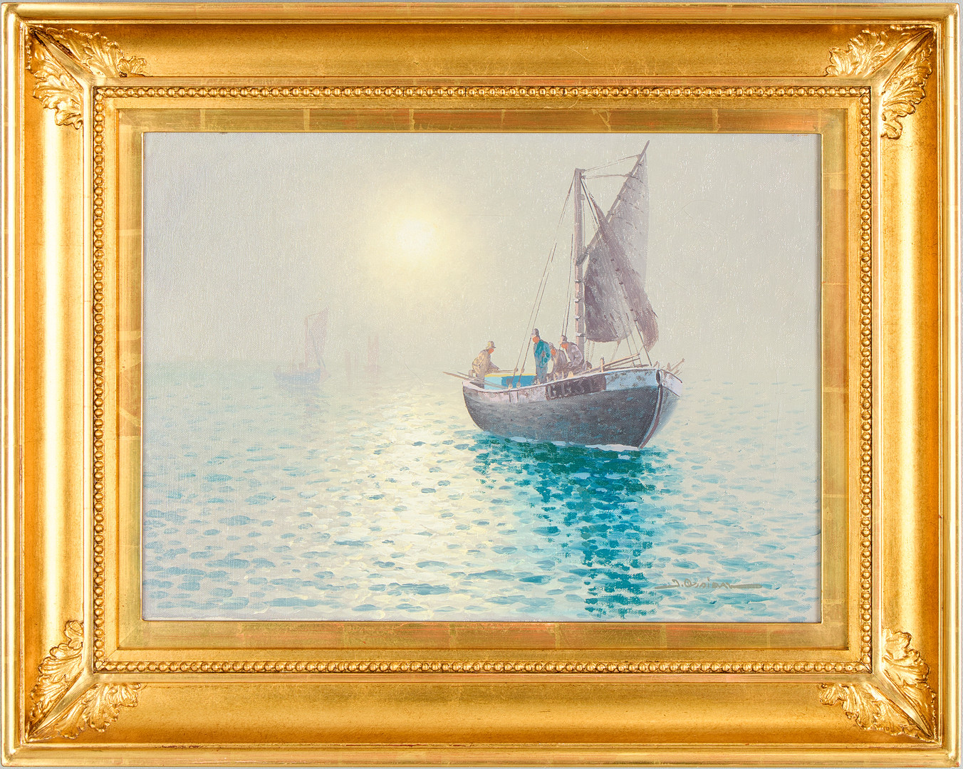 JOHAN OSSIAN ANDERSSON. Fiskebåt, olja på duk, signerad.