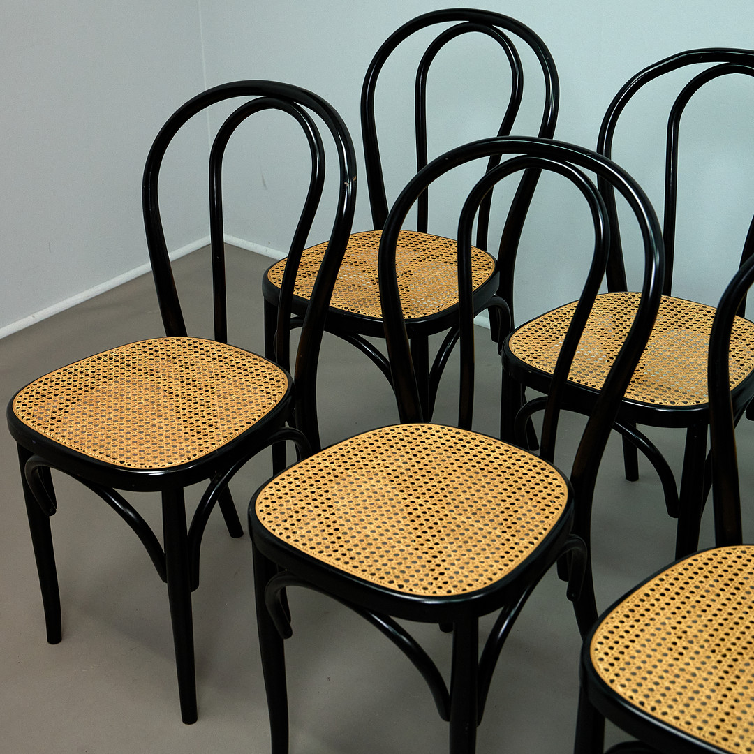 MICHAEL THONET. Im Stil von, Stühle / Esszimmerstühle, Bugholz, Wiener Geflecht, 1980er Jahre (10).