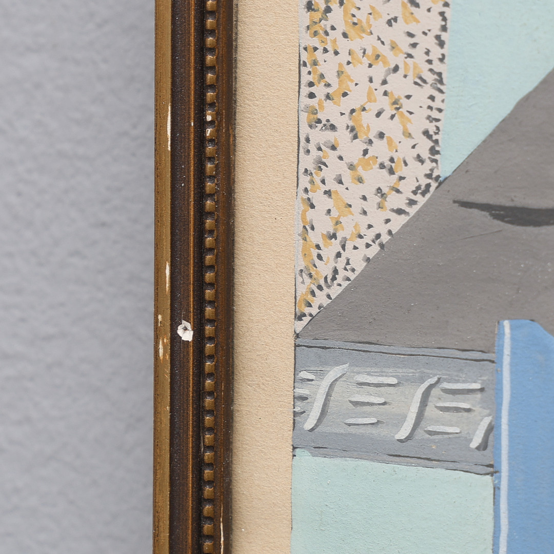 AUGUSTE CLERGÉ 1891-1963. GOUACHE PÅ PAPPER, KUBISTISK KOMPOSITION MED SCHACKBRÄDE, SIGNERAD.