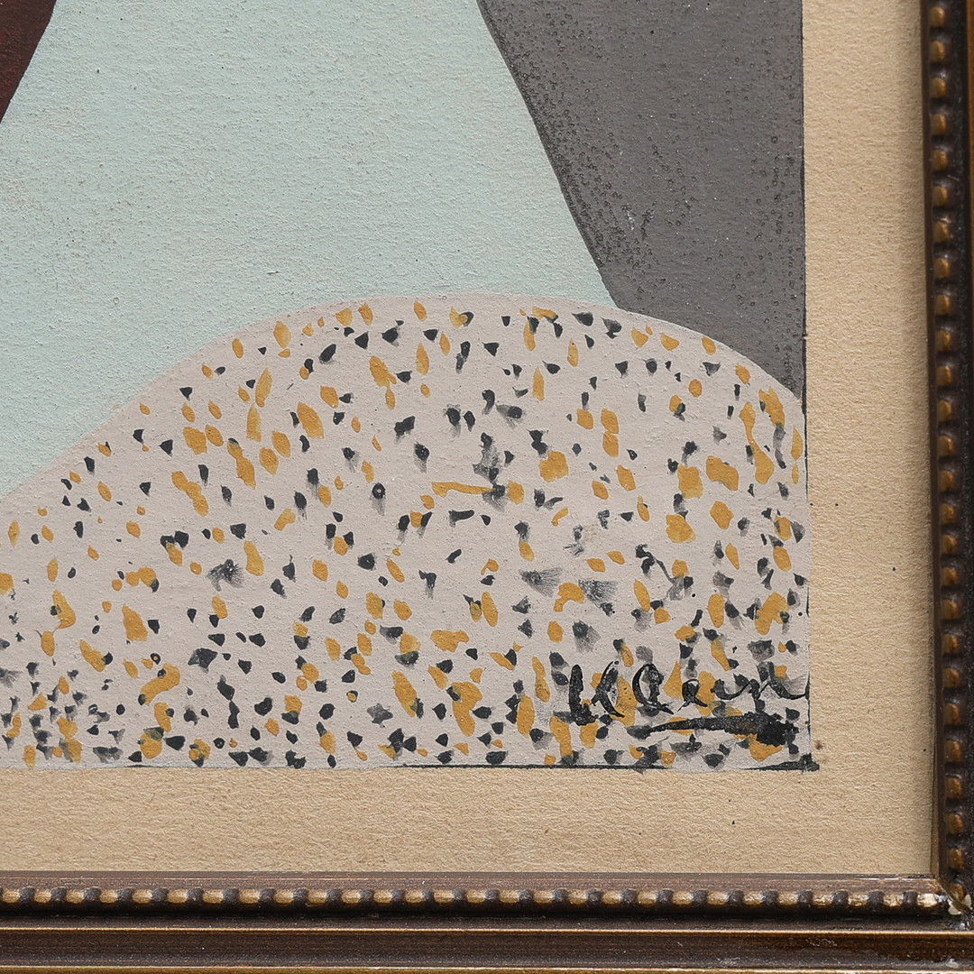 AUGUSTE CLERGÉ 1891-1963. GOUACHE PÅ PAPPER, KUBISTISK KOMPOSITION MED SCHACKBRÄDE, SIGNERAD.