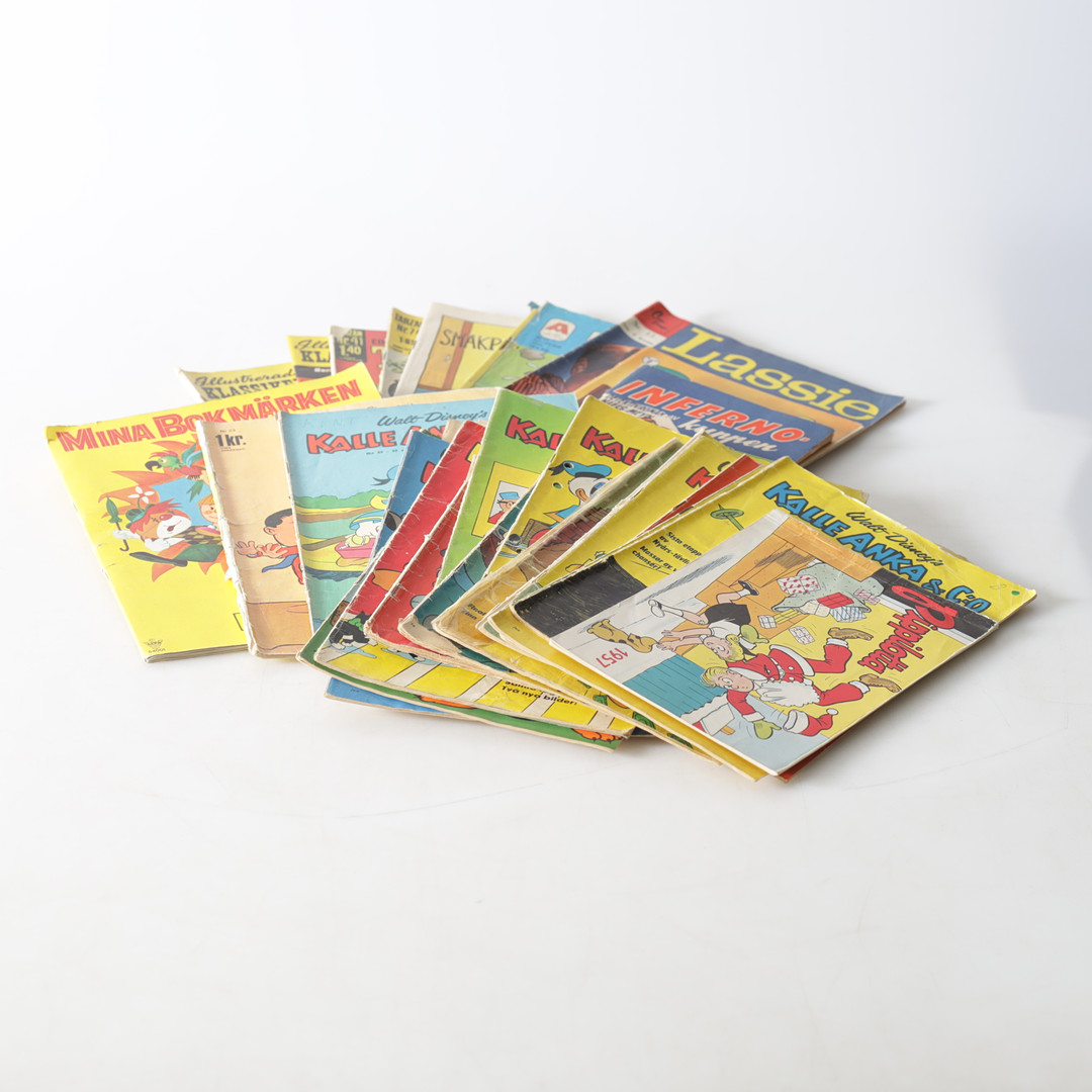 SERIETIDNINGAR, 26 st, bl.a. Kalle Anka & Co, Walt Disney, 1950-/-60/-70-tal.