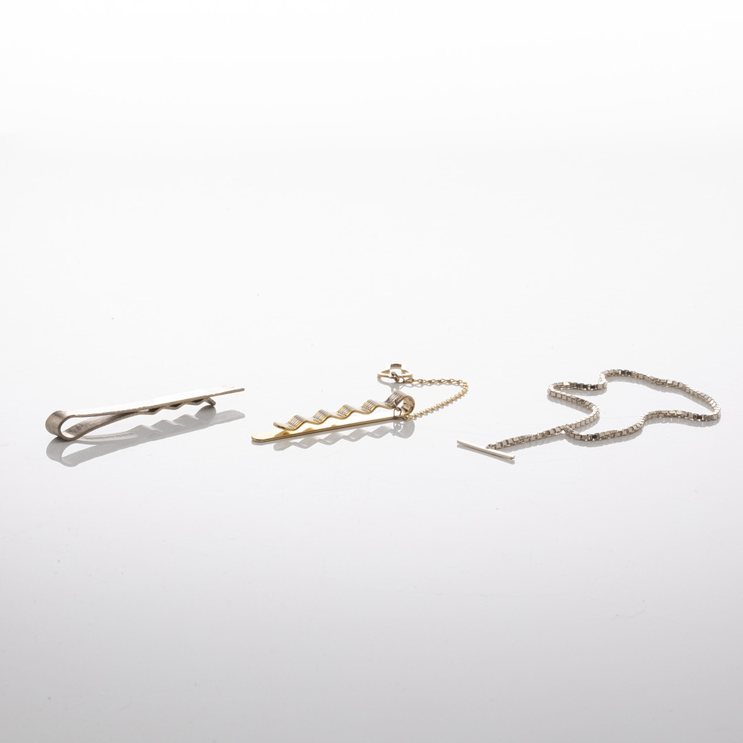 MANSCHETTKNAPPAR & SLIPSNÅLAR, 4 delar, Silver.