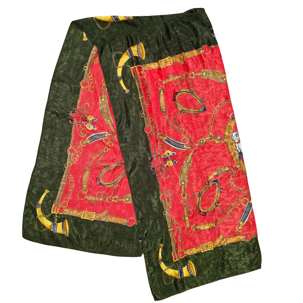Foulard en jacquard de seda con motivos equestres.
