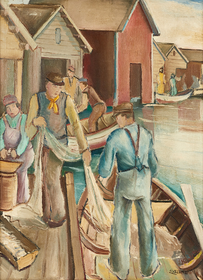 JOHN EKELUND (Stockholm 1905-1987 Härnösand), Norrfällsvikens fiskeläge, signerad, olja på duk.