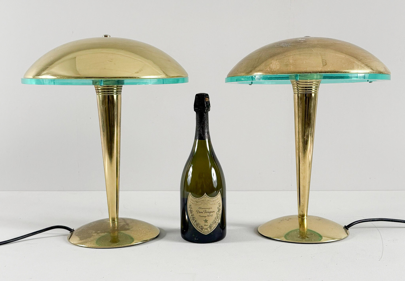 2er Set Tischlampen/Plizlampen im Art Deco Stil, Deutschland, 1980er Jahre.