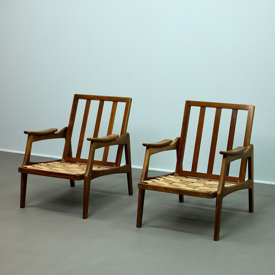 Paar Lounge Chairs / Armlehnsessel, Buche, Deutschland, 1960er Jahre (2).