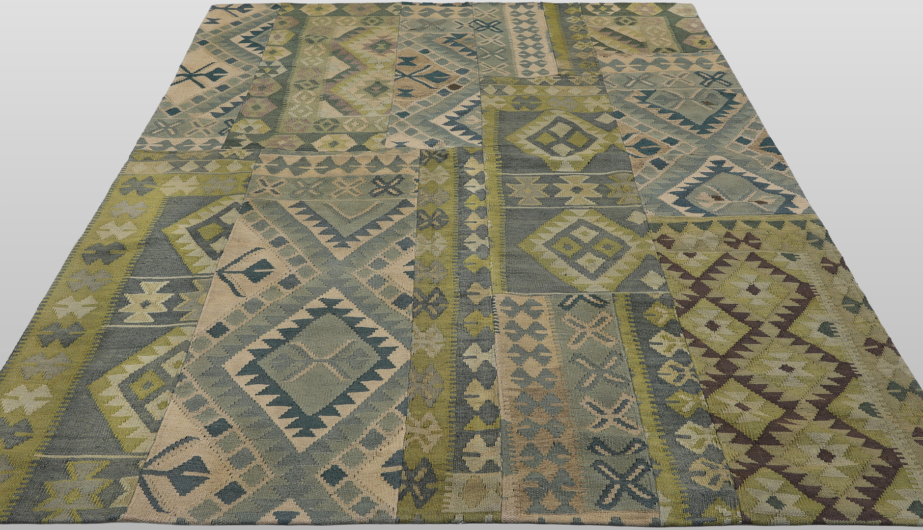 ORIENTMATTA. Kelim Patchwork med bomullsfodral på baksidan, 239 x 173 cm.