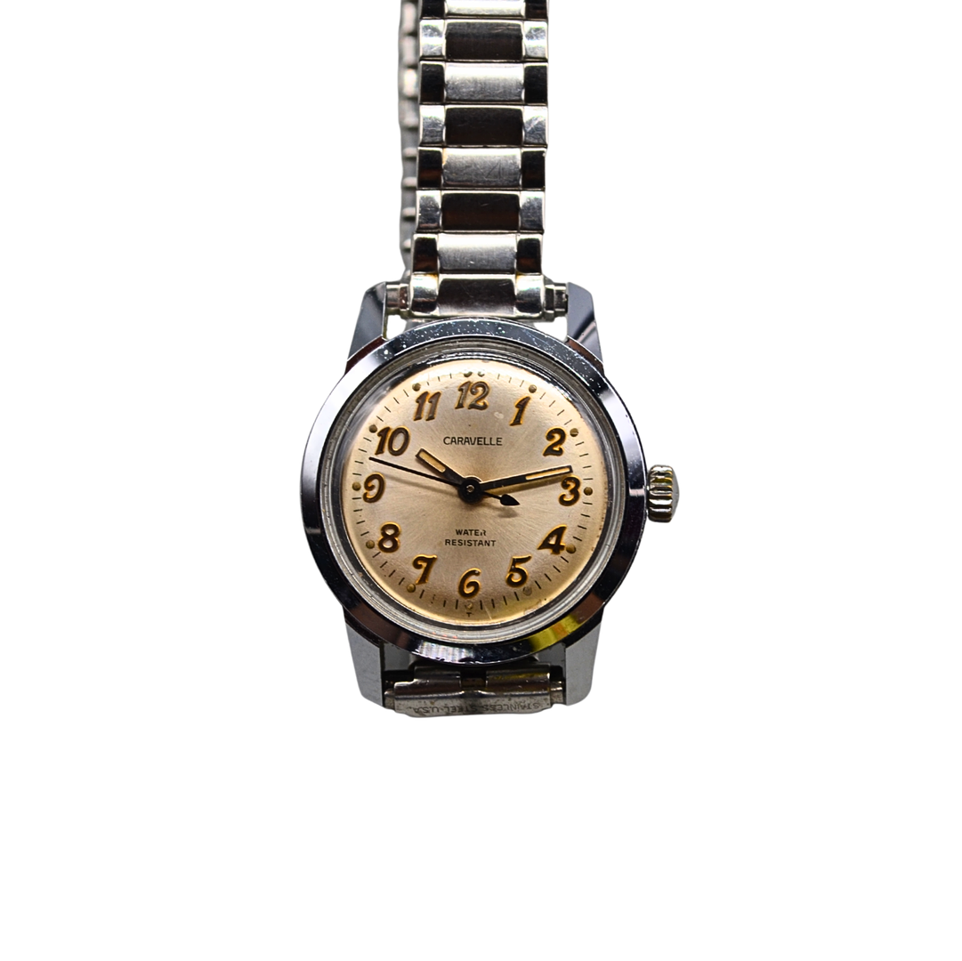 CARAVELLE (BULOVA) DAMENUHR VON 1974, CHAMPAGNER-ZIFFERBLATT.