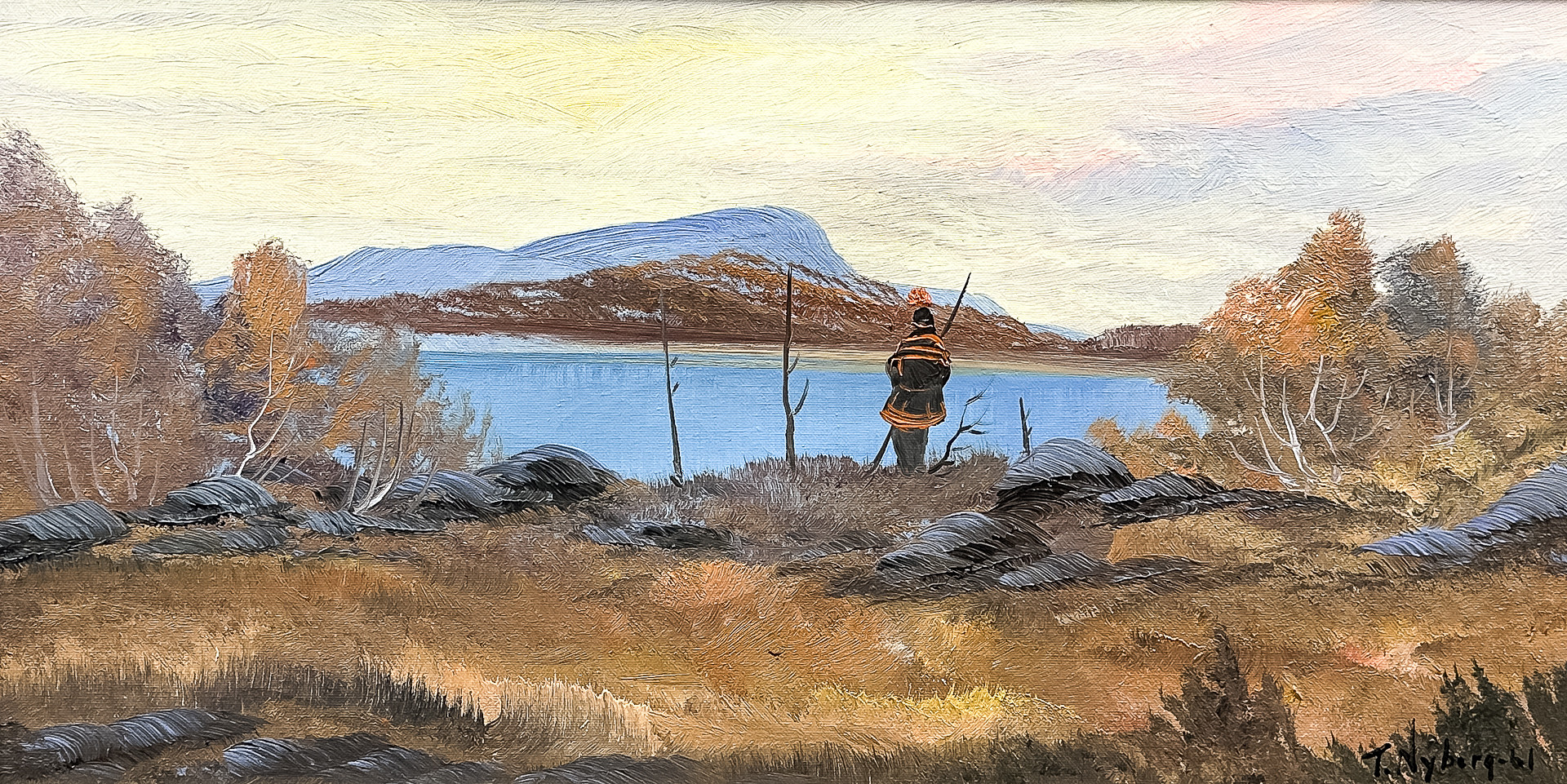 Oidentifierad konstnär, Olja på duk, "Lappland", signerad T. Nyberg, daterad-61.