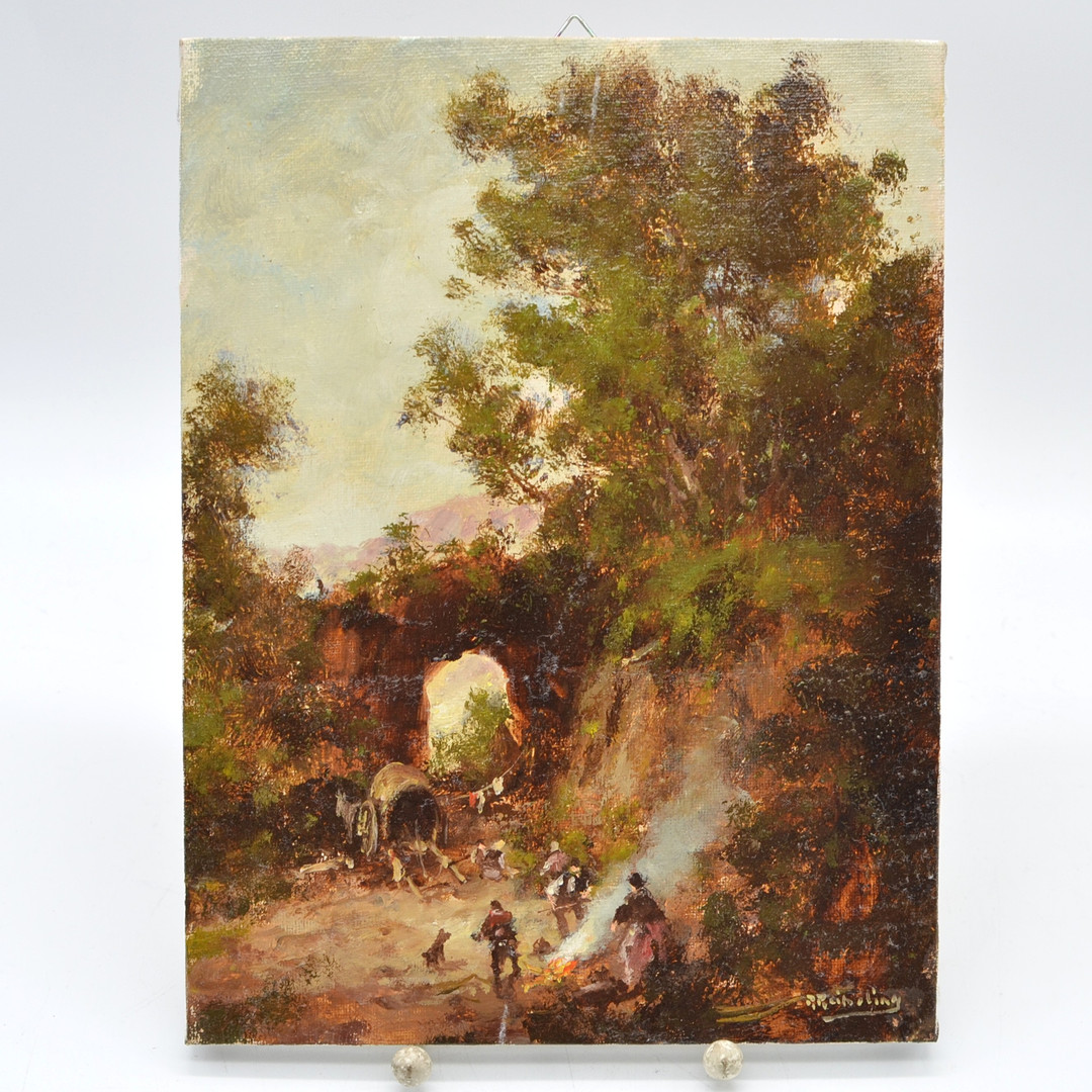 RICHARD REIBELING (1900-1976). LANDSCHAFTSSZENE, KLEINES GEMÄLDE, ÖL AUF LEINWAND UND AUF PLATTE GEZOGEN, 20. JAHRHUNDERT.