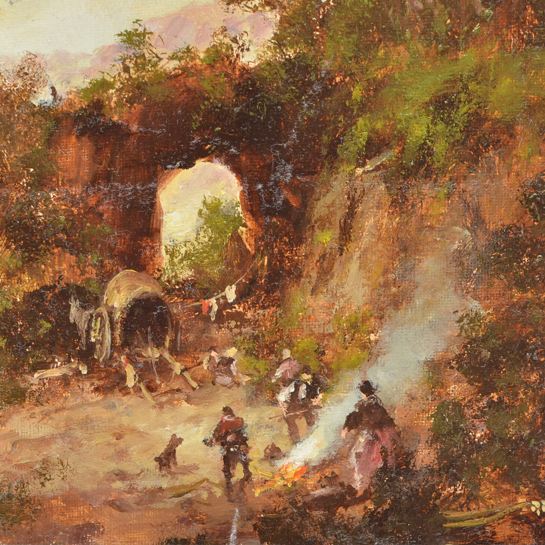 RICHARD REIBELING (1900-1976). LANDSCHAFTSSZENE, KLEINES GEMÄLDE, ÖL AUF LEINWAND UND AUF PLATTE GEZOGEN, 20. JAHRHUNDERT.