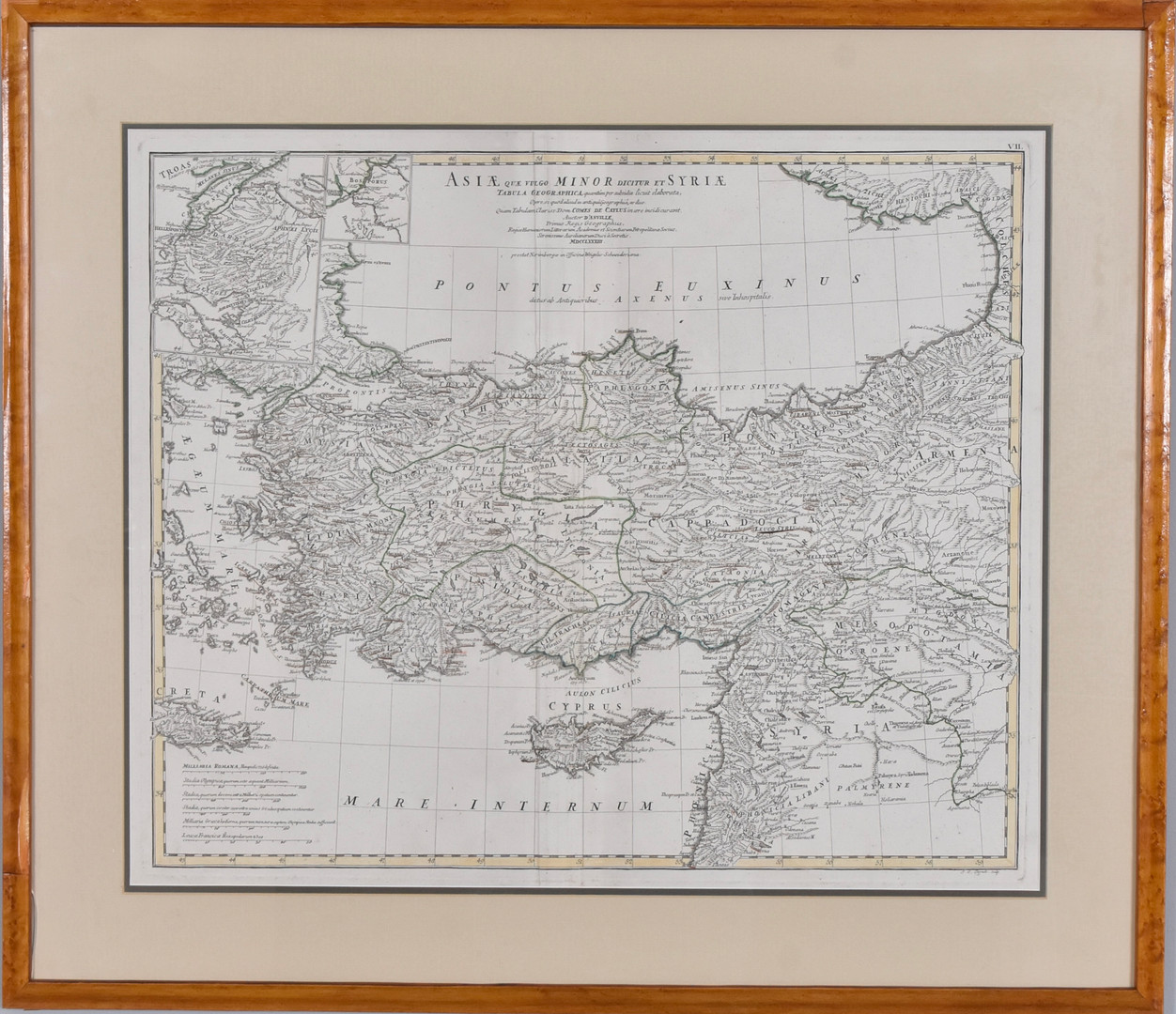 D'ANVILLE, JEAN BAPTISTE BOUGUIGNON. karta, kopparstucken och handkolorerad, Asiae quae vulgo Minor Dicitur et Syriae.
