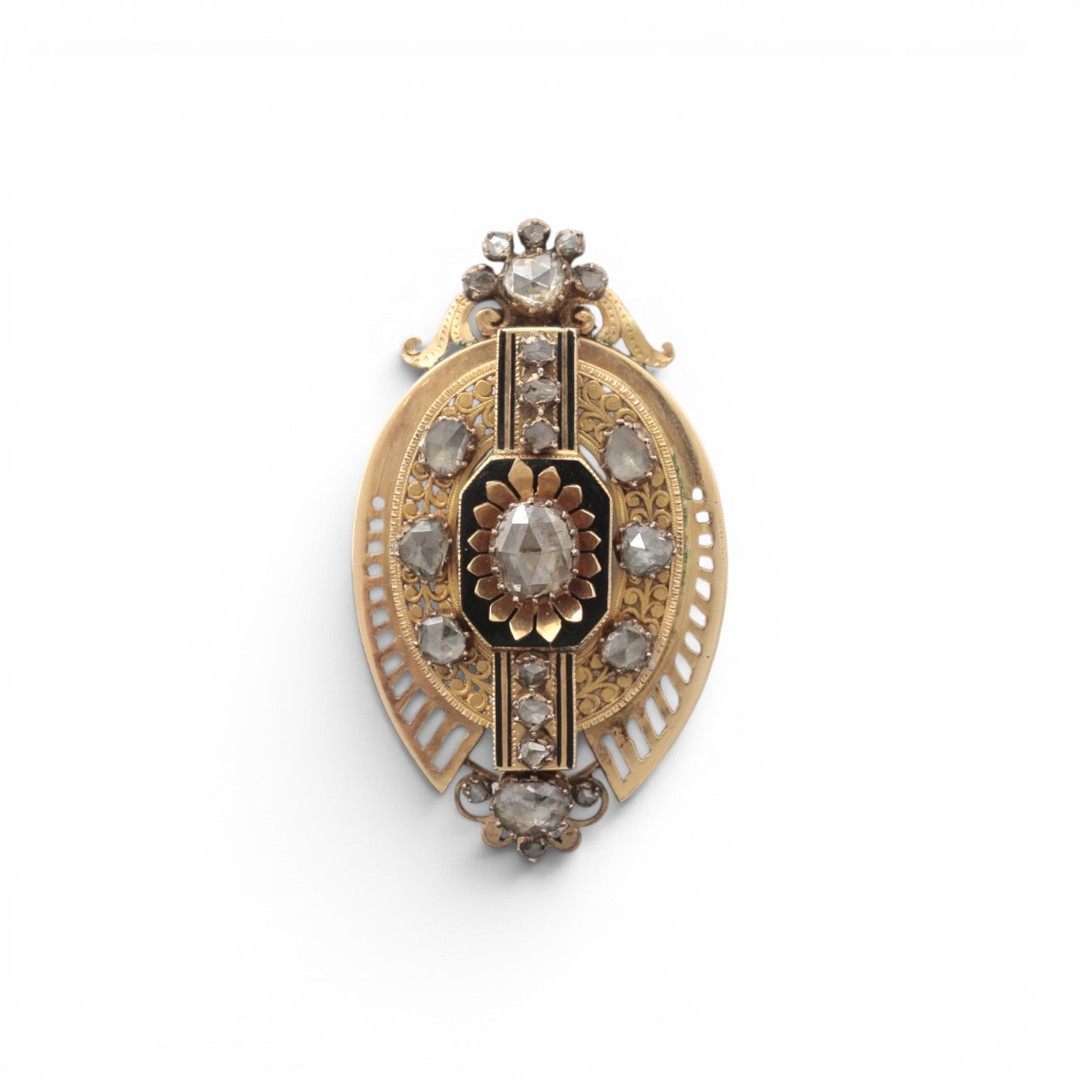 Alphonsine brooch in gold and diamonds, last quarter of the 19th Century.