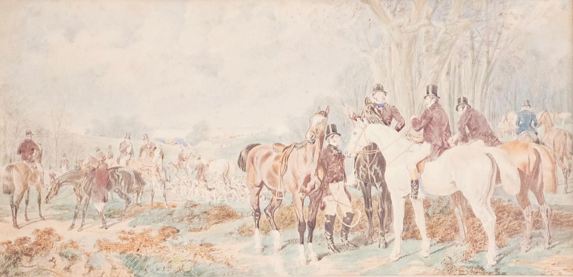 OKÄND KONSTNÄR. Jaktmotiv. Akvarell, troligen England, 1800/1900-tal.