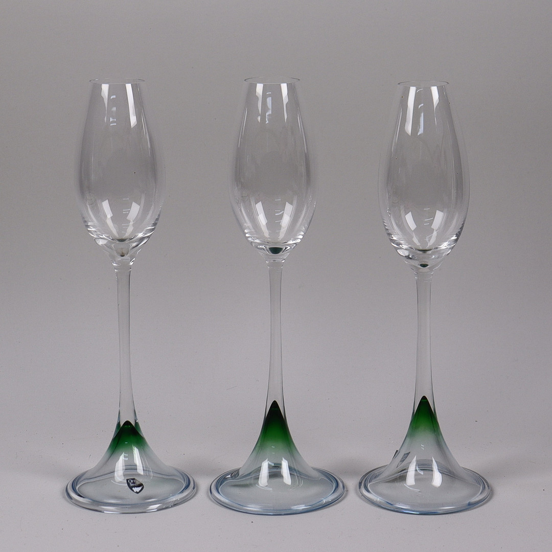 ERIKA LAGERBIELKE. "Accent", champagneglas, Orrefors, 3 st.