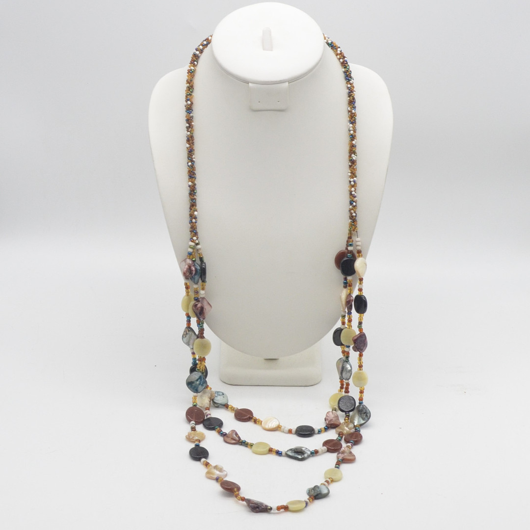 MURANO GLAS COLLIER, MUSCHELN, STUDIOGLAS, MEHRSTRÄNGIG, ITALIEN, 20. JAHRHUNDERT.