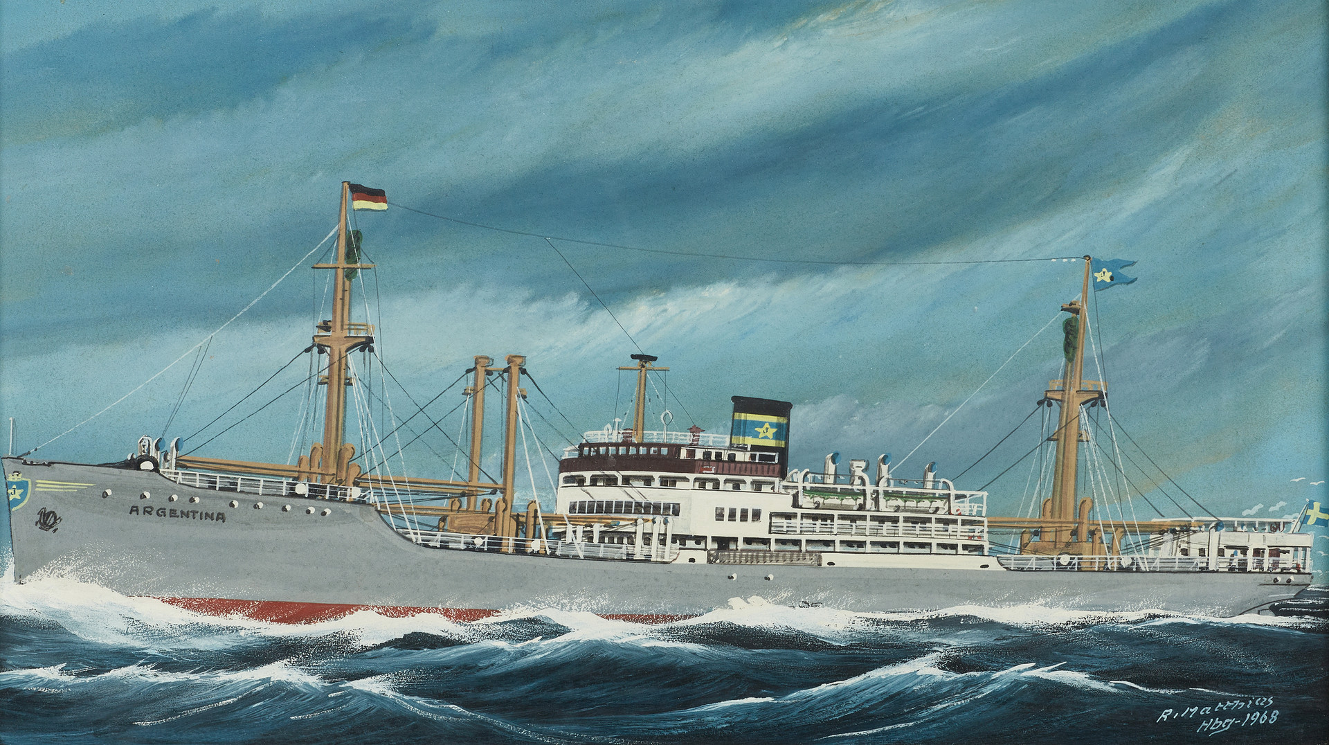 OKÄND KONSTNÄR, "Argentina", signerad och daterad R. Matthias Helsingborg 1968, gouache.