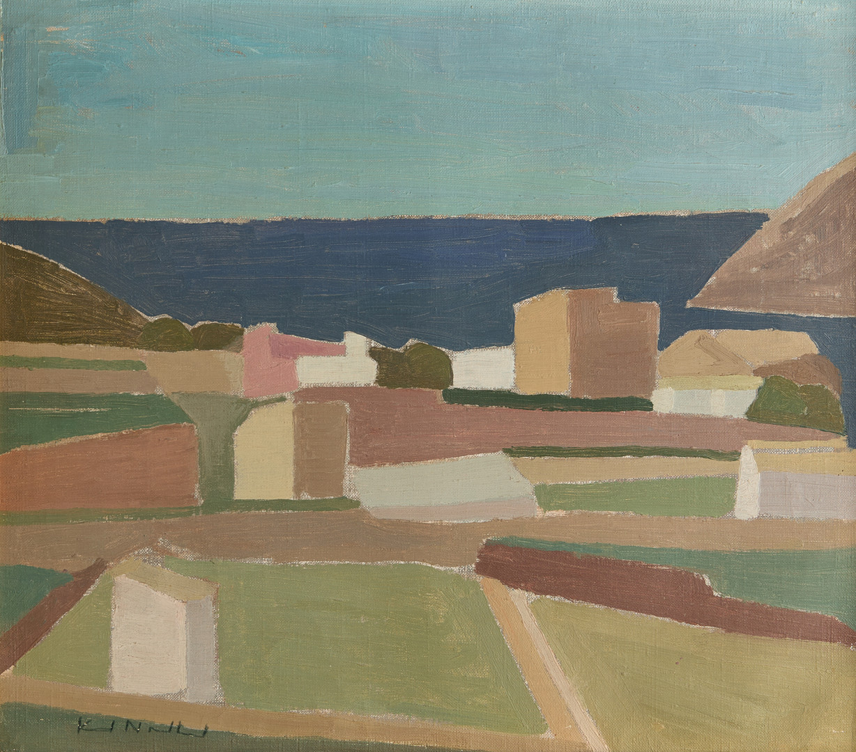 KARL NORDLUND (1916-2003). Sydländskt landskap, signerad, olja på duk.