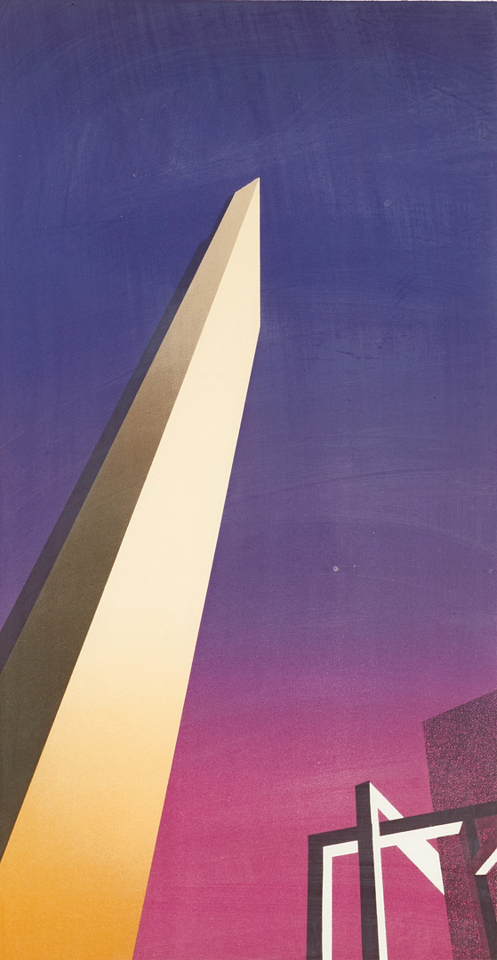 KARL MOMEN (FÖDD 1935). Arkitektoniska former, signerad, numrerad 46/90, färglitografi.