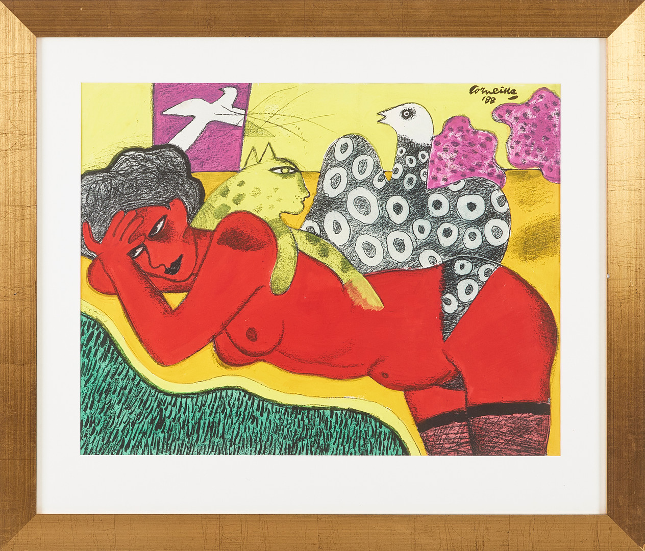 CORNEILLE (1922-2010). "Femme Rouge".