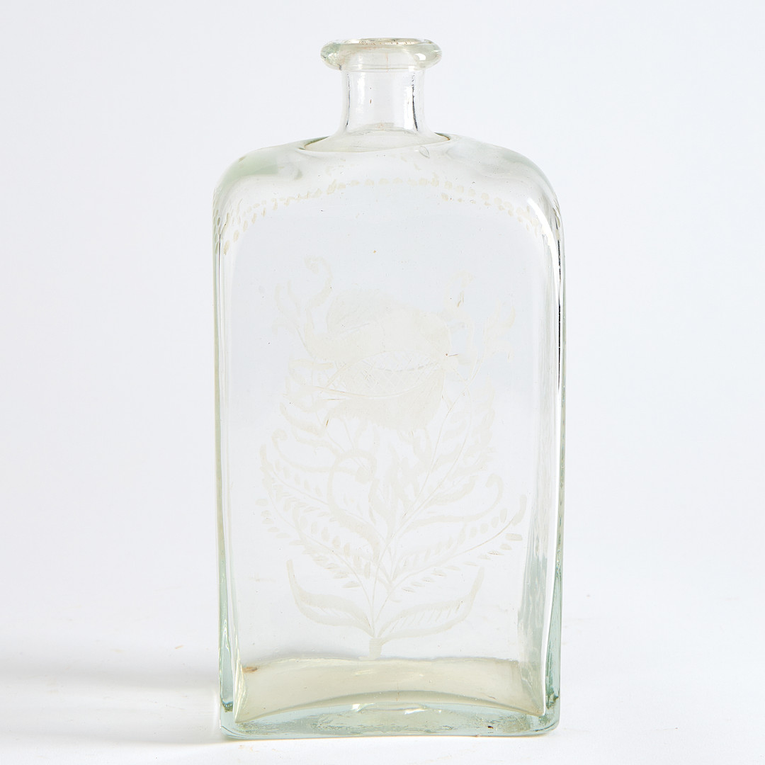 BRÄNNVINSFLASKA. Troligen Cedersbergs glasbruk, omkring år 1800.