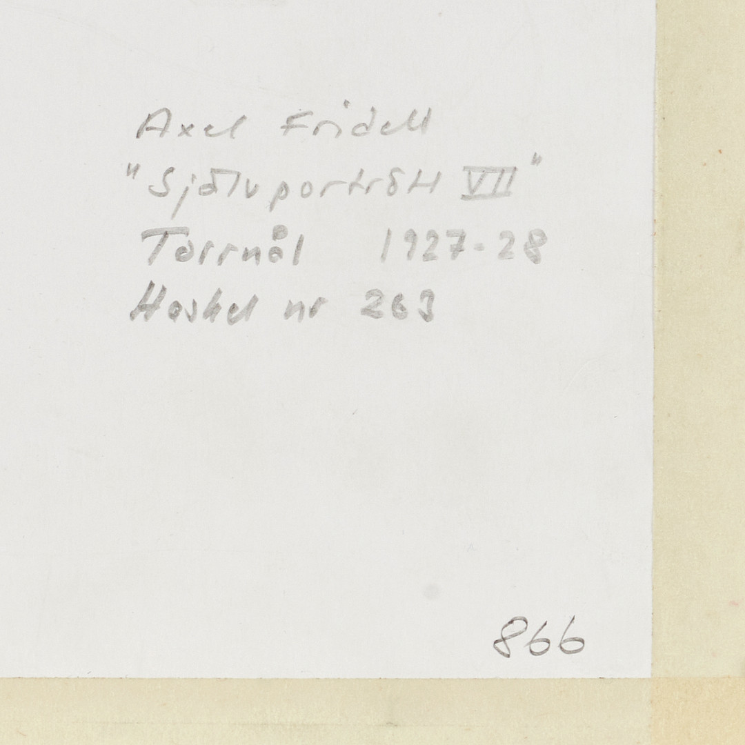 AXEL FRIDELL (1894–1935). "Självporträtt VII", plåtsignerad och daterad A Fridell 1928, Stockholm 1927-28, torrnål.
